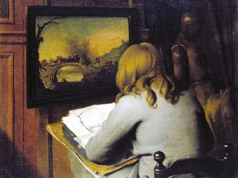 1623-Wallerant Vaillant - Un giovane ragazzo che copia un dipinto - Guildhall Art Gallery, Londra